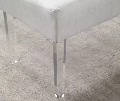 Marie Glitz White Tufted Linen Acrylic Leg Bench 23 Marie Glitz White Tufted Linen Acrylic Leg Bench -Chic Furniture Shop 810543267 B8