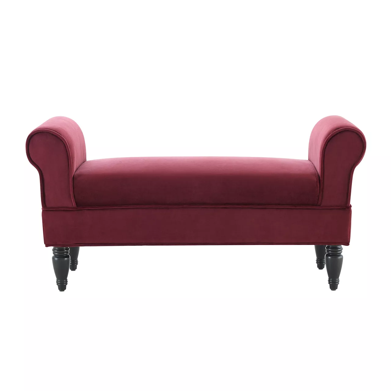 Elsie Berry & Dark Mahogany Upholstered Rolled Arm Bench 3 Elsie Berry & Dark Mahogany Upholstered Rolled Arm Bench - Image 3