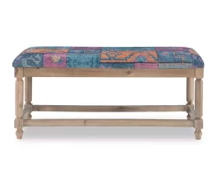 Moroccan Tapestry Upholstered Rustic Driftwood Bench -Chic Furniture Shop 810543273 3