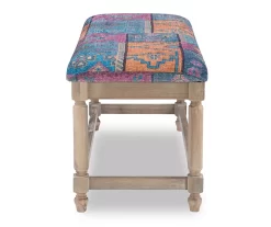 Moroccan Tapestry Upholstered Rustic Driftwood Bench -Chic Furniture Shop 810543273 4