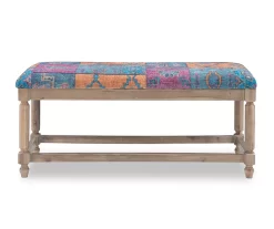 Moroccan Tapestry Upholstered Rustic Driftwood Bench -Chic Furniture Shop 810543273 5