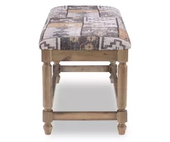Gray Moroccan Tapestry Upholstered Rustic Driftwood Bench -Chic Furniture Shop 810543274 4