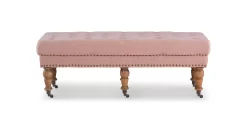 Claire Linen Upholstered Rolling Bench -Chic Furniture Shop 810543277 6