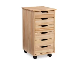 Craft Mate Natural Wood 6-Drawer Rolling Storage Cart