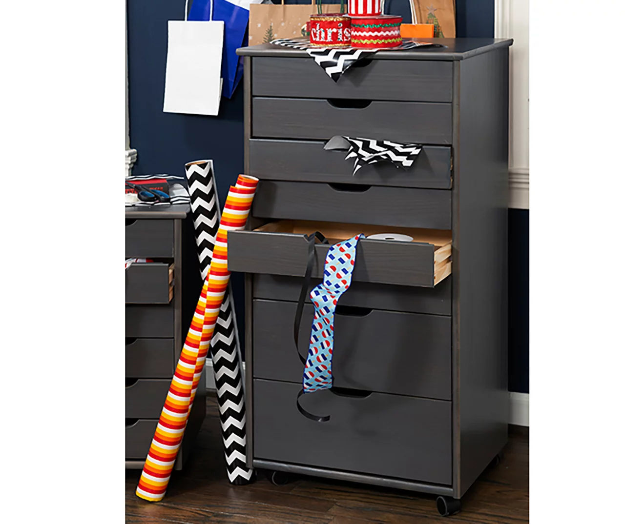Craft Mate Gray Wood 8-Drawer Rolling Storage Cart 2 Craft Mate Gray Wood 8-Drawer Rolling Storage Cart - Image 2