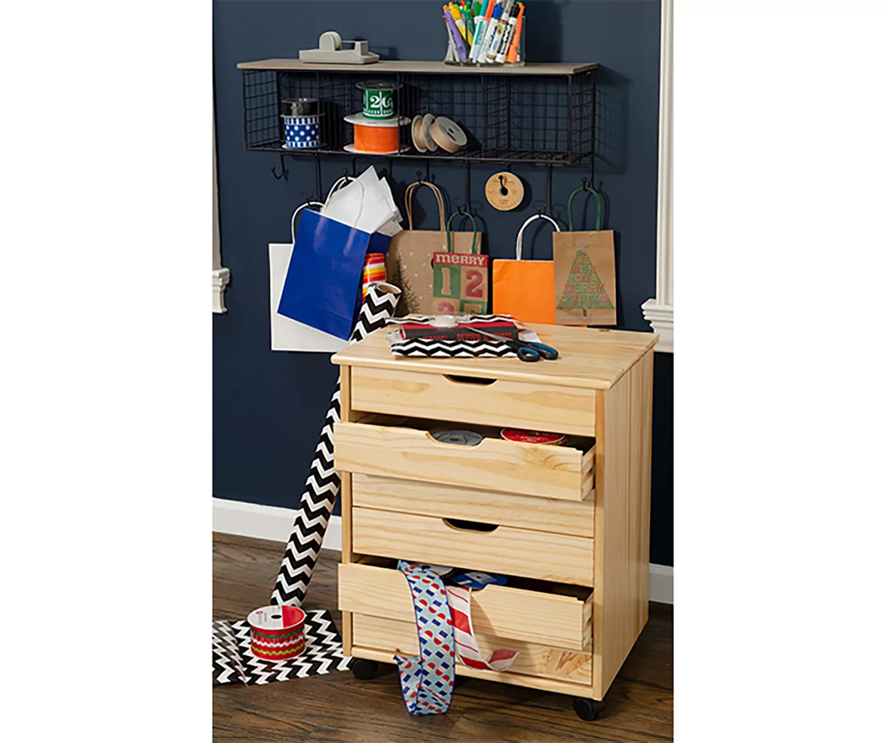 Craft Mate Wide Natural 6-Drawer Rolling Storage Cart 2 Craft Mate Wide Natural 6-Drawer Rolling Storage Cart - Image 2