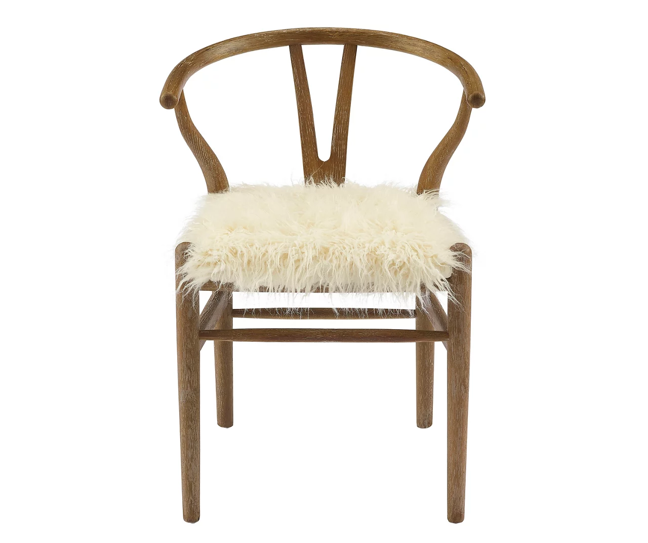 Emmitt Gray & Brown Faux Fur Wishbone Chair 5 Emmitt Gray & Brown Faux Fur Wishbone Chair - Image 5