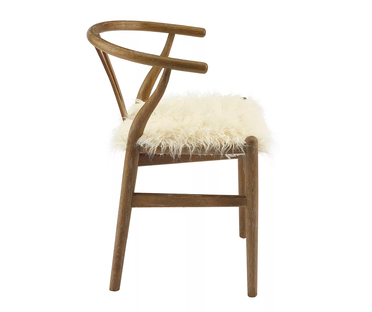 Emmitt Gray & Brown Faux Fur Wishbone Chair 6 Emmitt Gray & Brown Faux Fur Wishbone Chair - Image 6