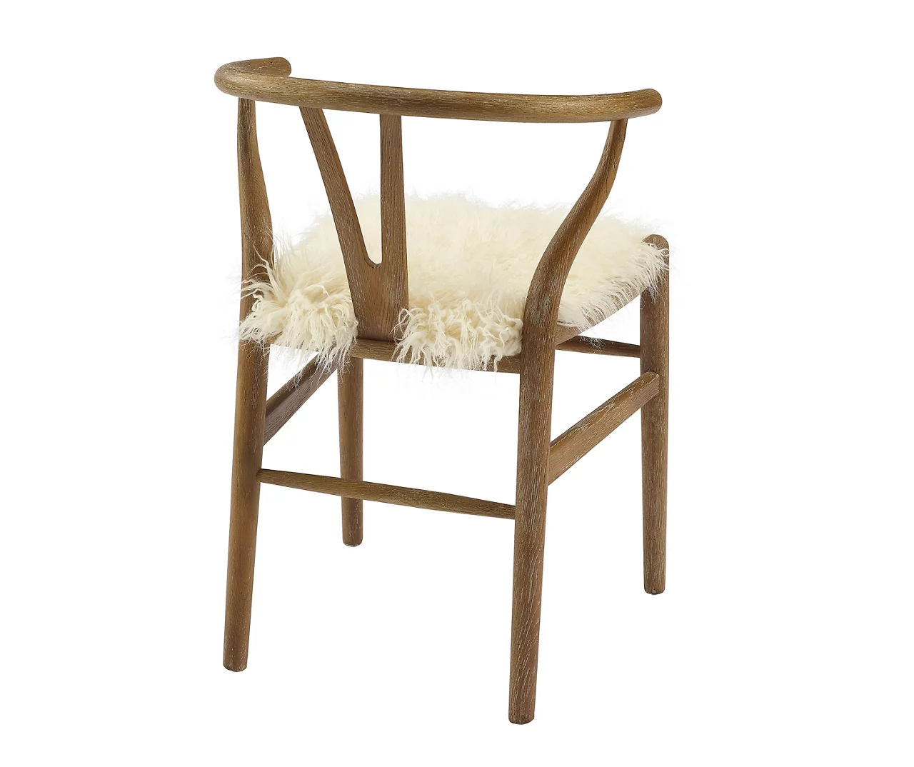 Emmitt Gray & Brown Faux Fur Wishbone Chair 8 Emmitt Gray & Brown Faux Fur Wishbone Chair - Image 8
