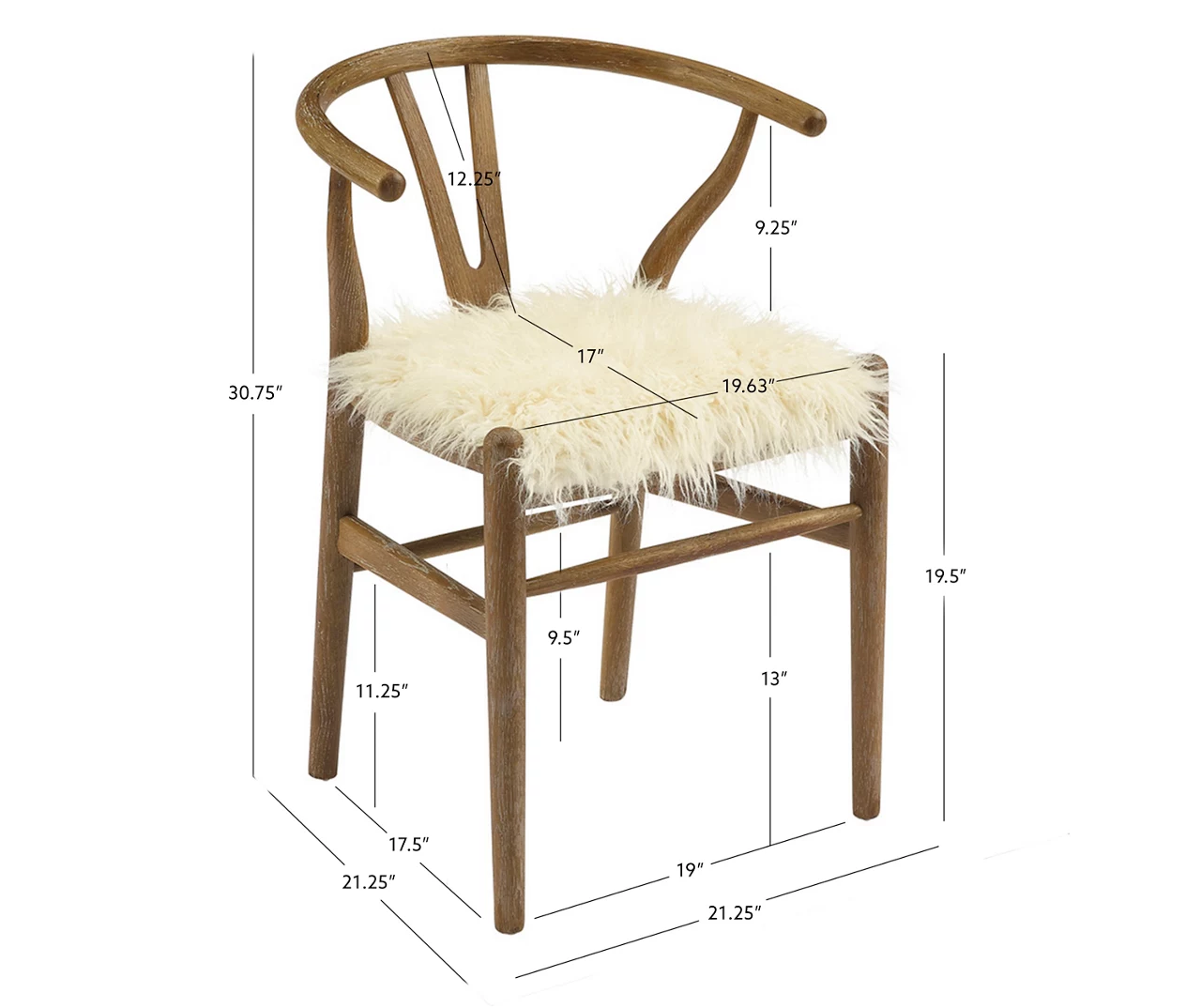 Emmitt Gray & Brown Faux Fur Wishbone Chair 11 Emmitt Gray & Brown Faux Fur Wishbone Chair - Image 11