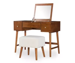 Merci 2-Piece White & Walnut 2-Drawer Lifting Mirror Vanity Set 7 Merci 2-Piece White & Walnut 2-Drawer Lifting Mirror Vanity Set -Chic Furniture Shop 810543353 5