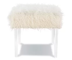 Cara White Faux Fur Acrylic Leg Bench 9 Cara White Faux Fur Acrylic Leg Bench -Chic Furniture Shop 810543373 5