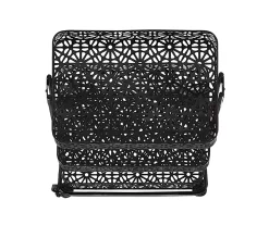 Mabry Black 3-Tier Pierced Floral Rolling Cart 8 Mabry Black 3-Tier Pierced Floral Rolling Cart -Chic Furniture Shop 810543382 5