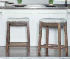 Brooke Natural & Dark Brown Backless Padded Counter Stool -Chic Furniture Shop 810543416 2