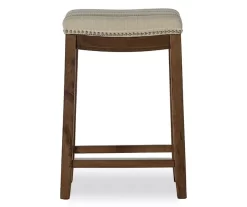 Brooke Natural & Dark Brown Backless Padded Counter Stool -Chic Furniture Shop 810543416 3