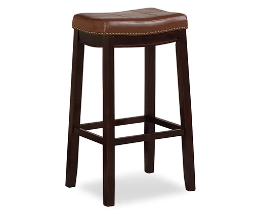 Brooke Cognac & Dark Brown Faux Leather Backless Padded Counter Stool 1 Brooke Cognac & Dark Brown Faux Leather Backless Padded Counter Stool