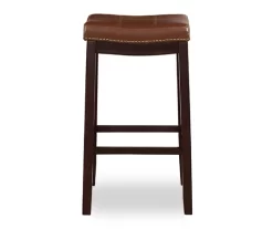 Brooke Cognac & Dark Brown Faux Leather Backless Padded Counter Stool 6 Brooke Cognac & Dark Brown Faux Leather Backless Padded Counter Stool -Chic Furniture Shop 810543421 3