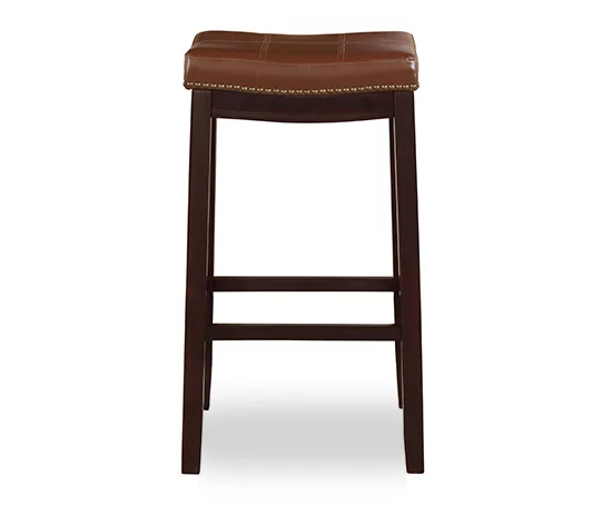 Brooke Cognac & Dark Brown Faux Leather Backless Padded Counter Stool 3 Brooke Cognac & Dark Brown Faux Leather Backless Padded Counter Stool - Image 3
