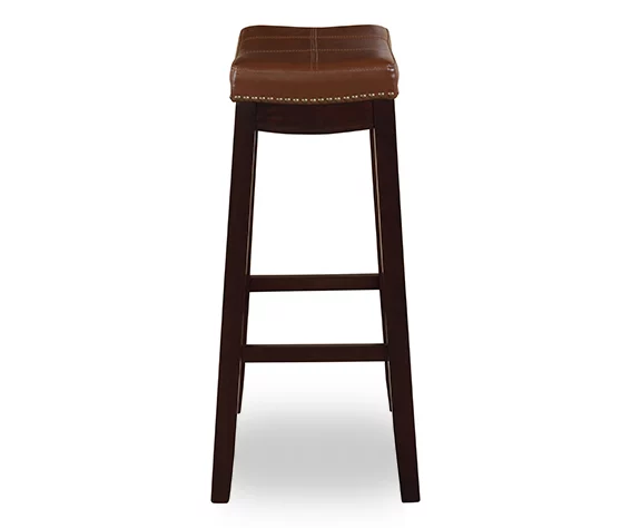 Brooke Cognac & Dark Brown Faux Leather Backless Padded Counter Stool 4 Brooke Cognac & Dark Brown Faux Leather Backless Padded Counter Stool - Image 4
