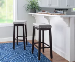 Brooke Gray & Black Faux Leather Backless Padded Bar Stool -Chic Furniture Shop 810543425 B0 2