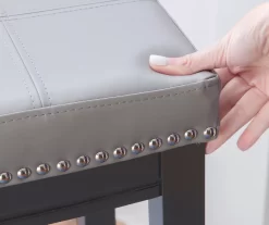 Brooke Gray & Black Faux Leather Backless Padded Bar Stool -Chic Furniture Shop 810543425 B8 3