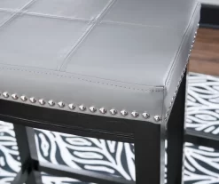 Brooke Gray & Black Faux Leather Backless Padded Bar Stool -Chic Furniture Shop 810543425 B8 4