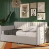 Brittany Gray Linen Upholstered Twin Storage Daybed