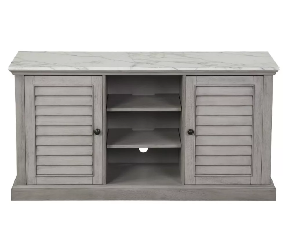 52" Gray & White Faux Marble TV Stand 1 52" Gray & White Faux Marble TV Stand