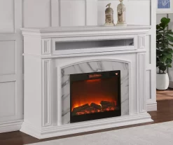 62" Grand White Faux Marble Electric Fireplace -Chic Furniture Shop 810570728 4