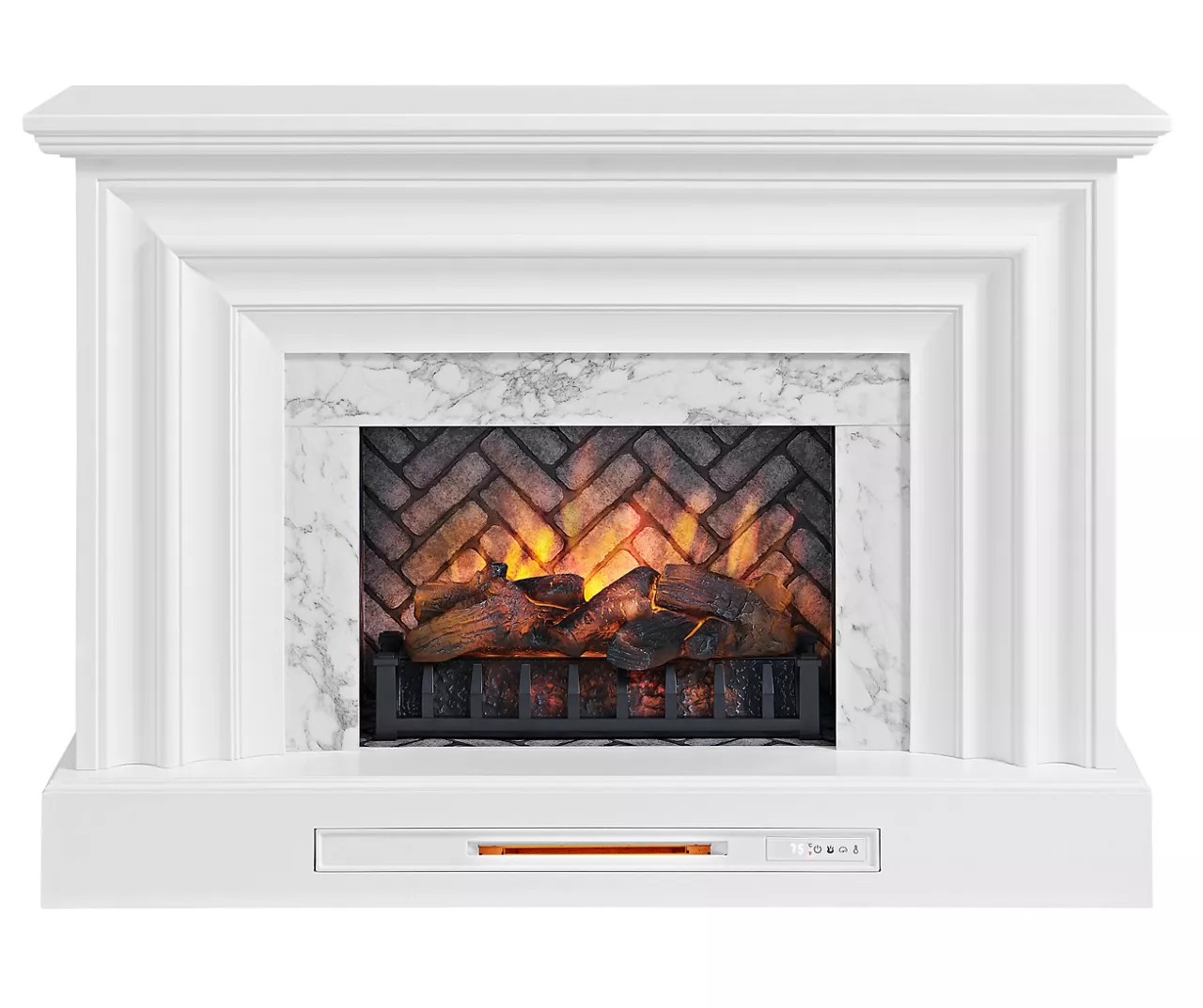 53.5" White Marble Petite Grand Electric Fireplace 1 53.5" White Marble Petite Grand Electric Fireplace
