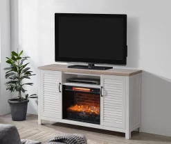 54" 2-Tone Shutter Door Electric Fireplace Console -Chic Furniture Shop 810571321 A8 02