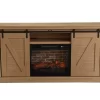60" Light Brown Oak Barn Door Melamine Electric Fireplace