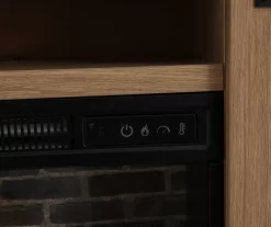 60" Light Brown Oak Barn Door Melamine Electric Fireplace -Chic Furniture Shop 810571322 4