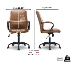 Camel Brown Vegan Leather Office Chair -Chic Furniture Shop 810583520 A6