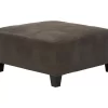 Navi Smoke Faux Leather Oversize Accent Ottoman