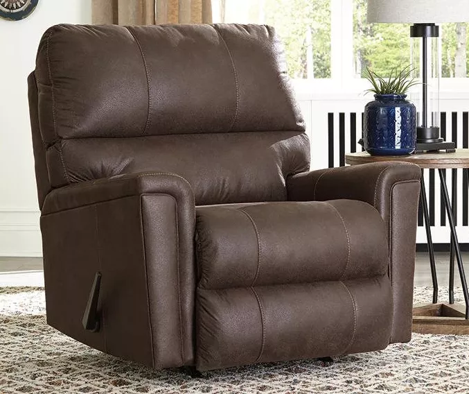 Navi Chestnut Faux Leather Rocker Recliner 2 Navi Chestnut Faux Leather Rocker Recliner - Image 2