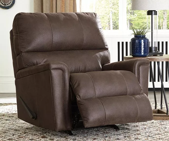 Navi Chestnut Faux Leather Rocker Recliner 3 Navi Chestnut Faux Leather Rocker Recliner - Image 3