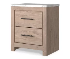 Senniberg Oak & Faux Calcutta 2-Drawer Nightstand -Chic Furniture Shop 810589298 2