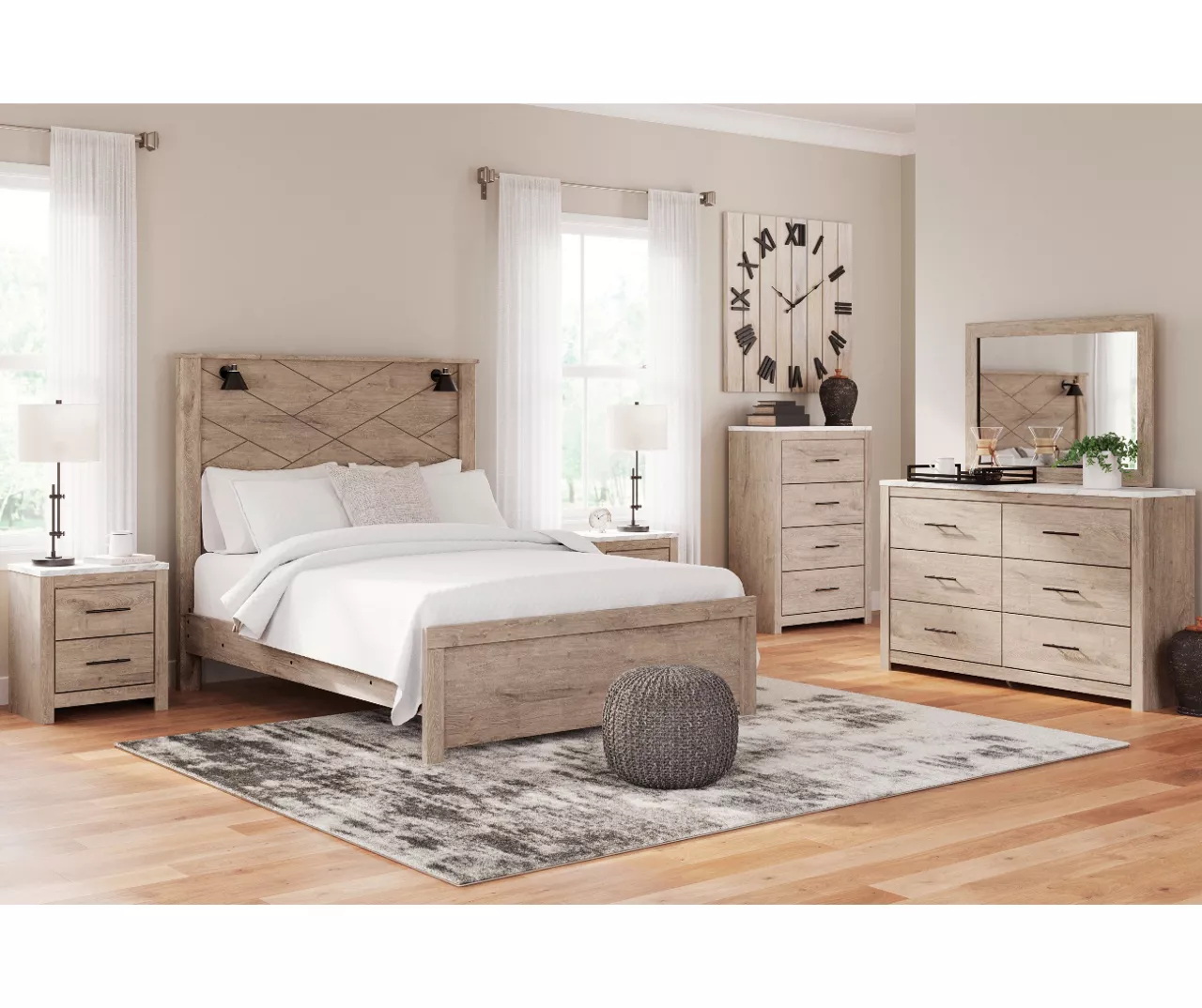 Senniberg Oak & Faux Calcutta 6-Drawer Dresser 8 Senniberg Oak & Faux Calcutta 6-Drawer Dresser - Image 8
