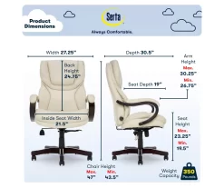 Conway Ivory Big & Tall Bonded Leather Office Chair -Chic Furniture Shop 810590382 6