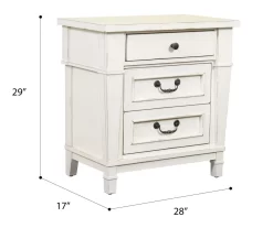 Kali Weathered White 3-Drawer Nightstand -Chic Furniture Shop 810591522 2