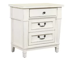 Kali Weathered White 3-Drawer Nightstand