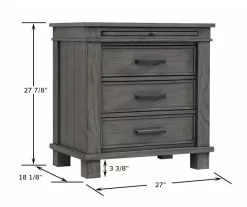Topeka Warm Gray 3-Drawer Nightstand With USB Charging -Chic Furniture Shop 810591526 9