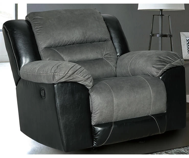 Earhart Slate Faux Leather Rocker Recliner 2 Earhart Slate Faux Leather Rocker Recliner - Image 2