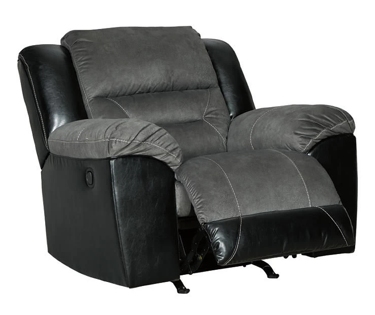 Earhart Slate Faux Leather Rocker Recliner 4 Earhart Slate Faux Leather Rocker Recliner - Image 4