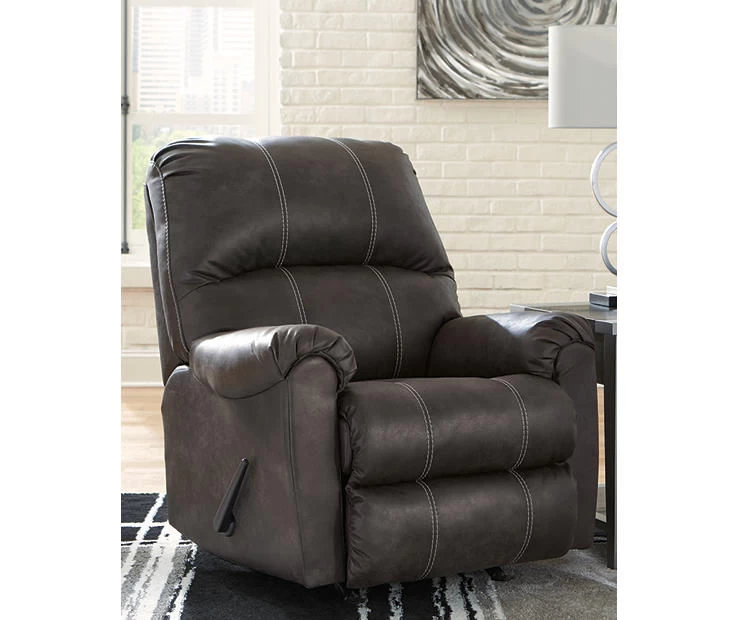 Kincord Midnight Faux Leather Rocker Recliner 2 Kincord Midnight Faux Leather Rocker Recliner - Image 2