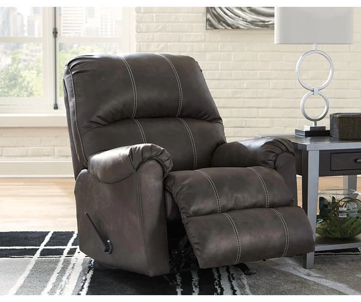 Kincord Midnight Faux Leather Rocker Recliner 3 Kincord Midnight Faux Leather Rocker Recliner - Image 3