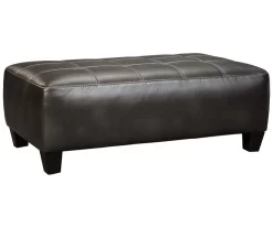 Nokomis Charcoal Faux Leather Oversize Accent Ottoman