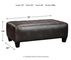 Nokomis Charcoal Faux Leather Oversize Accent Ottoman -Chic Furniture Shop 810594650 3