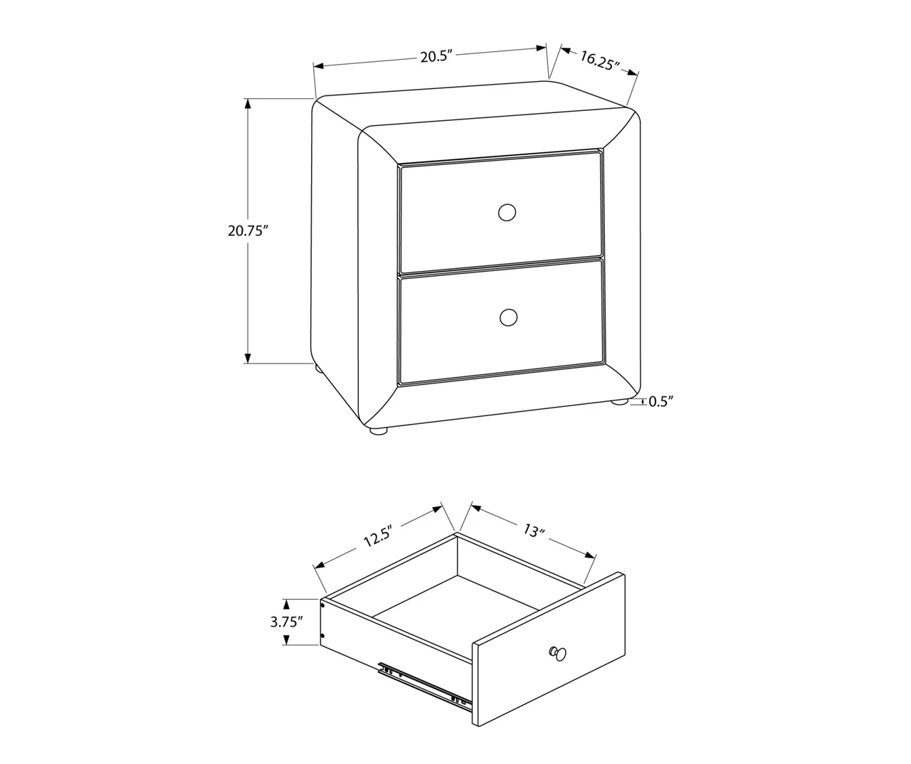 Monarch Faux Leather Nightstand 5 Monarch Faux Leather Nightstand - Image 5